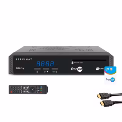 Pack  Récepteur TV satellite HD + carte Viaccess Fransat PC6 + Câble HDMI 2M SERVIMAT