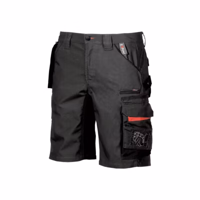 Bermuda de travail START Black Carbon SY003BC – Unisex, noir, poches renforcées, Cordura
