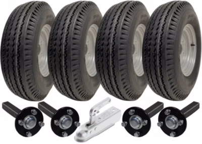 Kit remorque rapide à deux essieux 5.00-10 roues légales moyeu et fusée d&rsquo;attelage