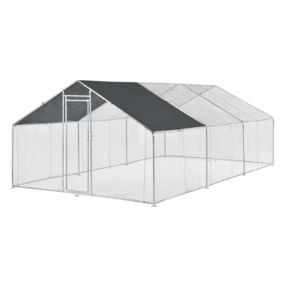 Enclos Extérieur Wels Volière Acier Galvanisé 3 x 6 x 2 m Argent Vert Foncé pro.tec