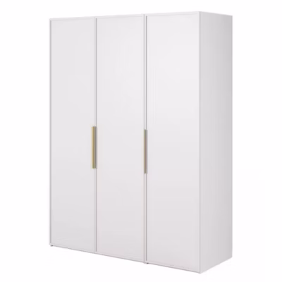 Armoire 3 portes avec longue tringle et tiroirs 150 cm FRAME blanc