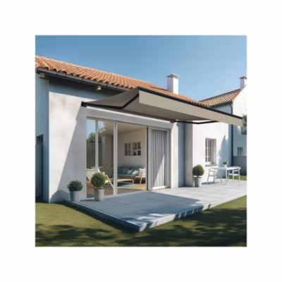 Store banne loggia LIEBE 4,20 x 3,00m (Manuelle – Beige – Gris anthracite)