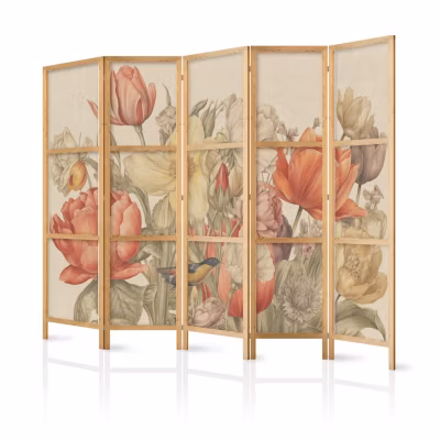 Paravent japonais -Fleurs coloréesclair Illustration