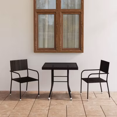 vidaXL Ensemble à Dîner de Jardin 3 pcs Mobilier de Salle à Manger de Patio Table et Chaises de Terrasse Salon de Jardin 3059440