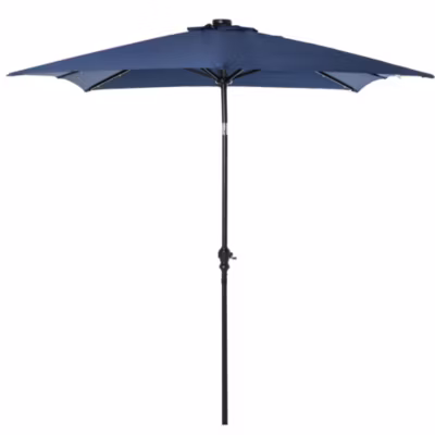 Parasol lumineux rectangulaire inclinable dim. 2,68L x 2,05l x 2,48H m parasol LED solaire métal polyester haute densité bleu