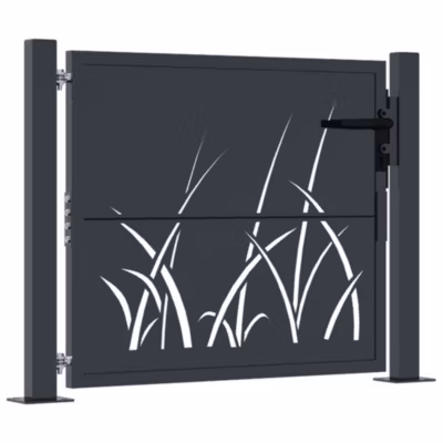 Portail de jardin Anthracite 100×75 cm Acier Design Herbe vidaXL