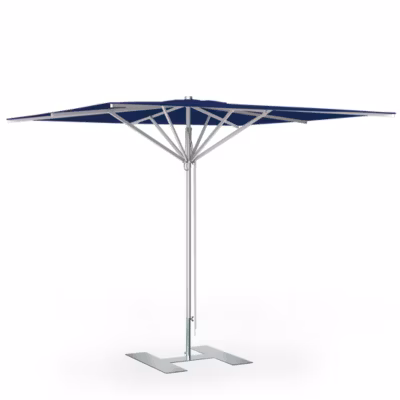 Parasol de terrasse complet Prémium Bleu foncé 240 x 240 Armature Gris