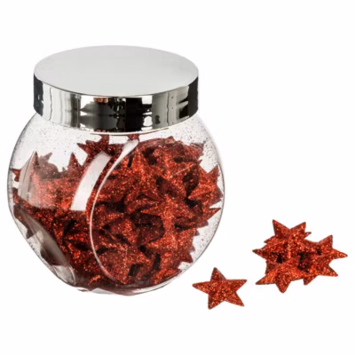 Bocal d&rsquo;accessoires déco pailletées d.2cm rouge – feeric lights & christmas
