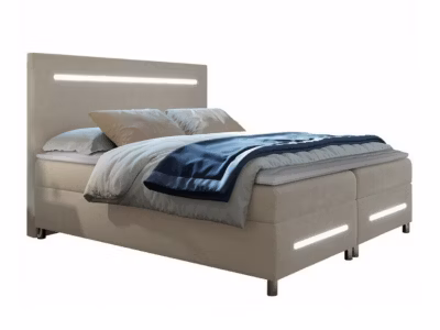 Lit continental Baltimore 174, Double, Brun clair, Tissu, Disponible