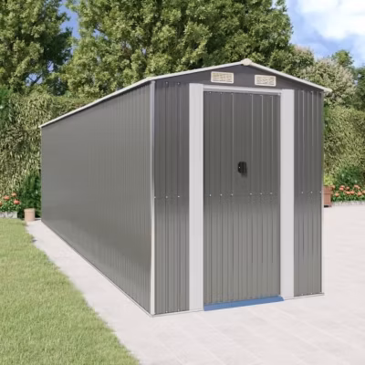 3147444 vidaXL Abri de jardin Gris clair 192x689x223 cm Acier galvanisé