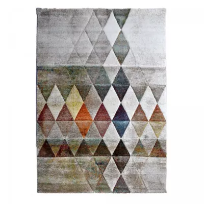 Tapis entrée tissé motif géométrique LYN8 BELO 19, beige