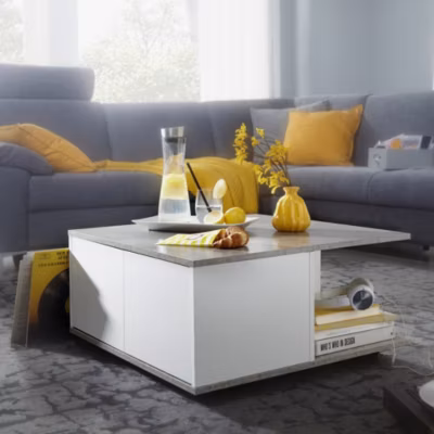 table basse 70x70cm table de salon table basse avec 2 tiroirs FineBuy
