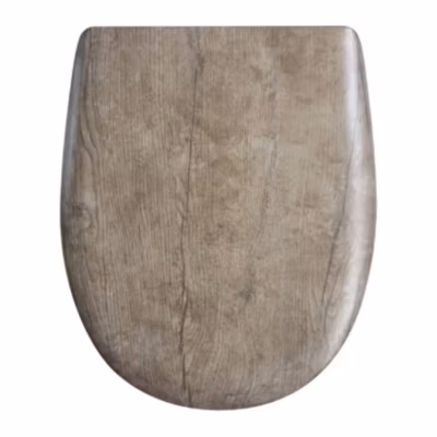 Abattant wood slim avec descente assistée au style chêne vieilli Mat (47.5×36.5 cm – Beige foncé)