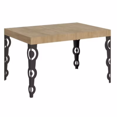 Table rectangulaire extensible orientale 6 à 10 personnes L 130 à 234 cm bois clair et pieds métal anthracite Kazay