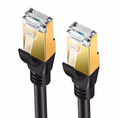 Elfcam – 1.5m Câble Ethernet Cat 8 Rond Noir LAN/WAN, SFTP 28AWG, 2000MHz 40Gbps avec Connecteurs RJ45 Haute Qualité