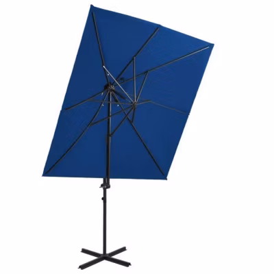 vidaXL Parasol déporté à double toit Bleu azuré 250×250 cm