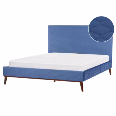 Lit avec sommier Velours BAYONNE 180 x 200 cm Bleu