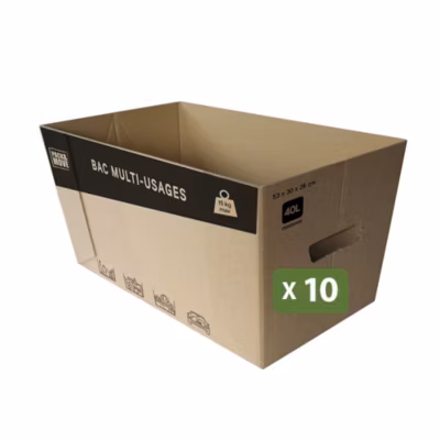 Pack and Move – Lot de 10 caisses en carton – 53 x 30 x 26 cm – Transport, déménagement, stockage