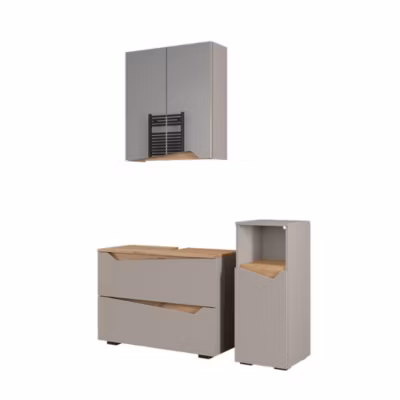 Vicco Meubles bain Grège/Artisan 3 parties avec armoire midi