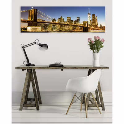 Tableau toile XXL en kit Le Pont De Brooklyn 130 x 40 cm – Toile textile sans PVC