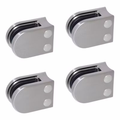 4 x Pince à verre pour tube diam. 42,4 modèle 05 – Ep. verre 12 mm – Inox 316 brossé GR320