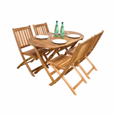 Salon de jardin ovale en acacia Fidgi – 4 chaises