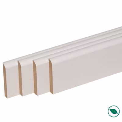 lot de 4 plinthes bord arrondi MDF revêtues blanc 2200 x 150 x 16 mm