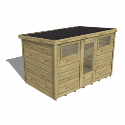 ABRI DE JARDIN bois Pin traité autoclave 27mm – Essentiel – 3,44×2,14m / 7,4m2 – Bac acier – Plancher bois