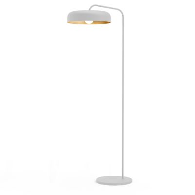 LUMICOM – TUZZI Lampadaire, 1xE27, max 42W, métal, blanc mat/feuille d&rsquo;or, D.40cm H.165cm