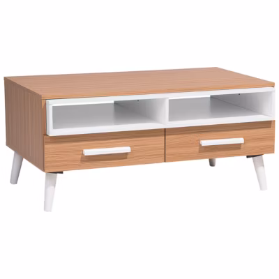 Table basse ALLOA Marron clair/blanc avec rangement