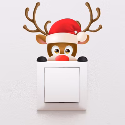 Sticker interrupteur renne de Noël – Autocollants stickers adhésifs noël – décoration fêtes – 40x50cm
