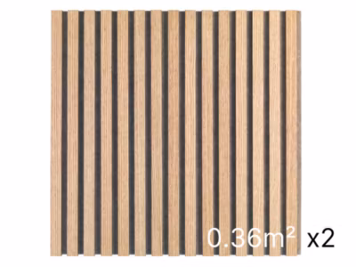 Lot 2 Panneaux Muraux Acoustiques en Bois – 60x60cm – Chêne Naturel – A Lattes – Panneau Tasseau de Bois Naturel