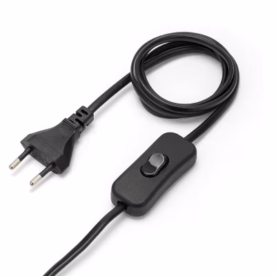 Rallonge avec interrupteur, 100+50cm, H03VVH2-F 2×0,75. Noir