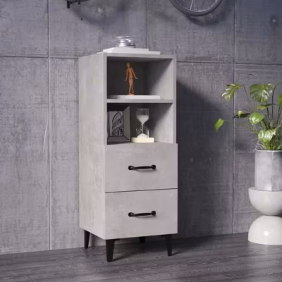 812370 vidaXL Buffet Gris béton 34,5x34x90 cm Bois d&rsquo;ingénierie