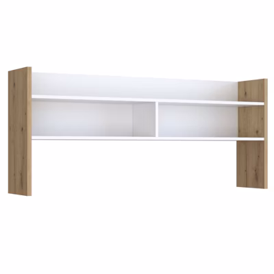 Surmeuble de bureau 140 cm blanc mat et décor bois de chêne – ODYSSÉE