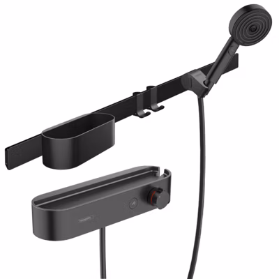 Pack mitigeur douche thermostatique encastré HANSGROHE WallStoris noir mat avec accessoires