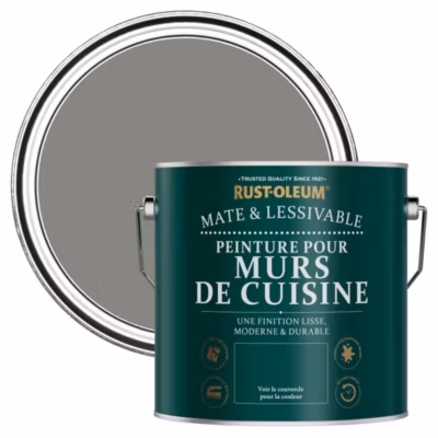 Peinture Grise Résistante aux projections et lessivable pour Murs de Cuisine, Mate – RUST-OLEUM – Béton 2,5 L