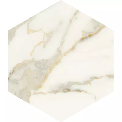 Carrelage sol / mur hexagonal effet marbre beige mate 25×21,6 cm SCULTOREA calacatta oro fino esagona J468