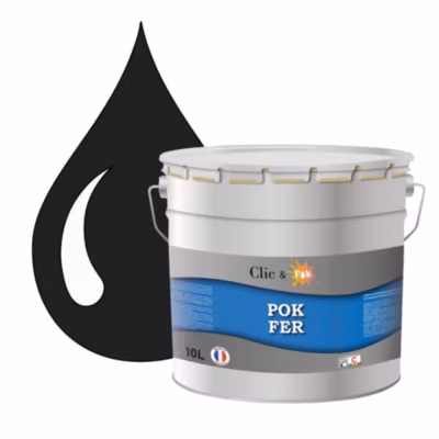 Peinture fer antirouille – Laque extérieure Semi-Brillante POK FER – 10L – RAL 8022 – Brun Noir