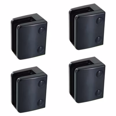 4 x Pince à verre plate modèle 04 – Ep. verre 12,76 mm – Zamak noir RAL 9005