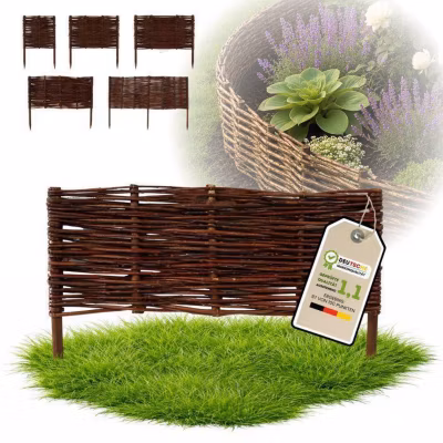 Clôture en osier – FLORANICA – 30 x 60 cm – Marron – Naturel – Résistante aux intempéries