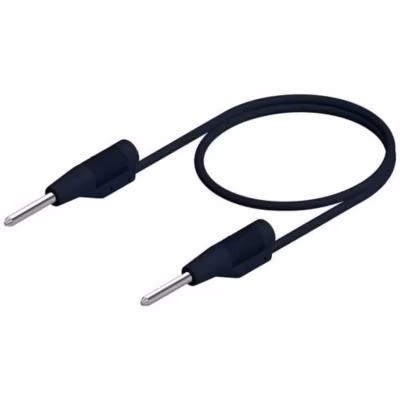 Hirschmann MVL 2/100 sw Cordon de mesure 1 m fiches 2 mm mâle-mâle, PVC, contacts nickelés