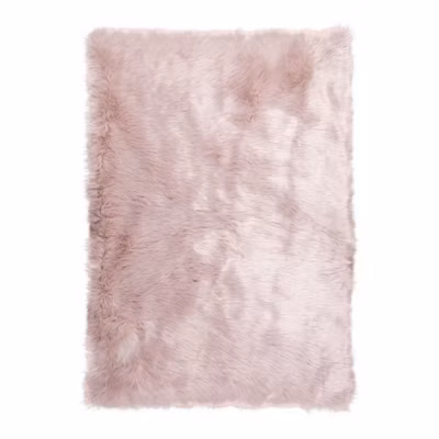 Tapis effet peau de mouton brillant shaggy Kaunas 80×0 CM – Rose pastel