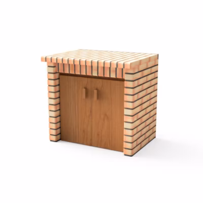 MOVELAR – Module Portes Luxor pour Barbecue en Béton Préfabriqué (Gris, orange – 94 x 70 x 70 cm) – Usage Extérieur