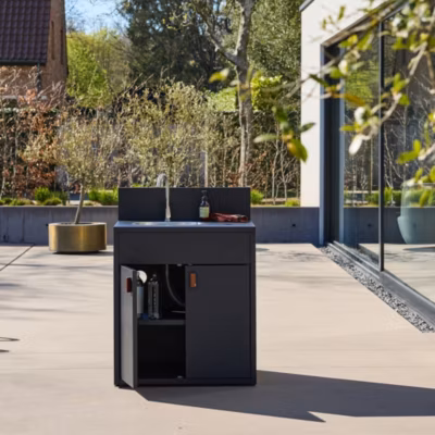Cuisine extérieure acier évier et 2 portes L80cm noir – Thira