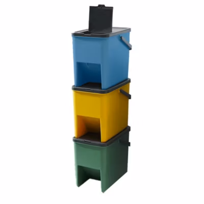 3 poubelle tri Sélectif BERGEN vert bleu jaune 3x20L