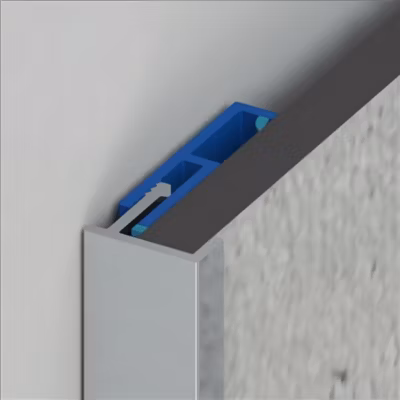 2x profilés en U argent brillant pour extrémités adaptés aux panneaux Kinewall Start de H de 216cm