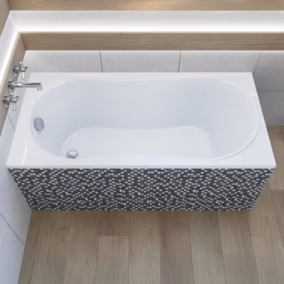 Baignoire rectangulaire 170 x 75 GRACJA acrylique blanc + Habillage en polystyrène + Pieds + Vidage à chromé