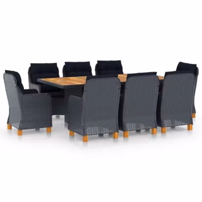 vidaXL Mobilier à Dîner 9 pcs avec Coussins Table et Chaises de Patio Ensemble de Salle à Manger d&rsquo;Extérieur Salon de Jardin 30601