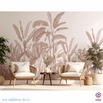 Papier peint Fresque tropicale et aquarelle 5 – Intissé – 400 cm – 280 cm – MaCrédenceDéco